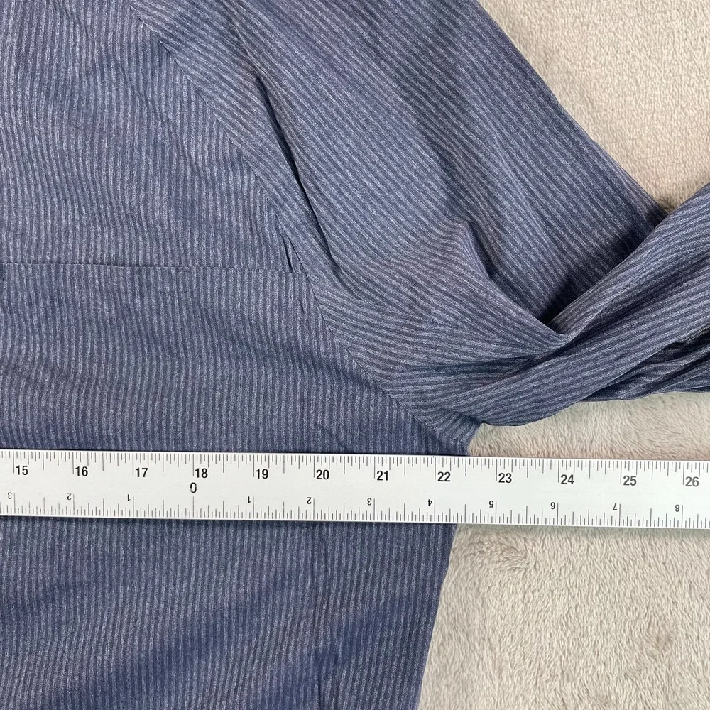 Lululemon Bonded Voyage Shirt Men‎ XL Heather Navy Striped Performance Wicking